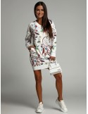 Cotton flower dress with pockets, white FI578 - Online store - Boutique